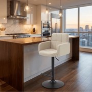 Banco de bar em tecido Creme