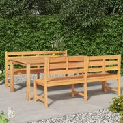 3 pcs conjunto de jantar para jardim madeira de teca maciça