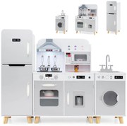 Conjunto de brinquedos de cozinha para crianças com dispensador de água e pia - branco