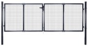 vidaXL Portão de jardim de malha em aço galvanizado 306x75 cm cinza
