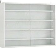 HOMCOM Vitrine de Parede com Prateleiras Ajustáveis e 2 Portas Corredeiras de Vidro para Coleções 80x9,5x60 cm Branco | Aosom Portugal
