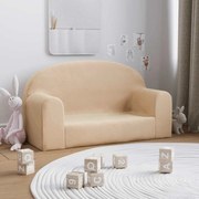 vidaXL Sofá infantil 2 lugares peluche macio creme