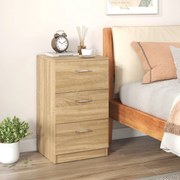 Mesa de cabeceira 38 x 35 x 66 cm  com 3 gavetas de arrumação Estilo simples e elegante Natural