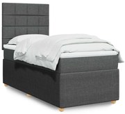 vidaXL Cama com molas/colchão 90x190 cm tecido cinza-escuro
