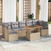 vidaXL Conjunto de Sofá para Jardim 8 pcs Bege e Cinza Grande Vime