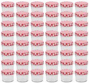 Frascos de Vidro com Tampas Brancas e Vermelhas 110 ml (48 pcs)