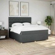 vidaXL Cama com molas/colchão 180x200 cm tecido cinzento-escuro