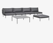 Sofá De Jardim Modular De Canto De 4 Peças, Pufe E Mesa De Centro Roubly Cinza Grafito - Sklum