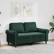 vidaXL Sofá de 2 lugares 120 cm veludo verde-escuro