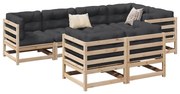 vidaXL 7 pcs conjunto sofás de jardim com almofadões pinho maciço