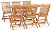 vidaXL 7 pcs conjunto jantar dobrável p/ exterior madeira teca maciça
