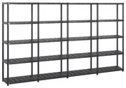 vidaXL Unidade com 5 prateleiras 284x38x170 cm plástico preto