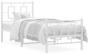 vidaXL Estrutura de cama com cabeceira e pés 75x190 cm metal branco
