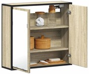 vidaXL Armário com espelho para banheiro Carvalho Sonoma 65x20x60 cm Madeira projetada