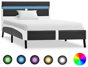 Estrutura de cama c/ LED 90x200 cm couro artificial cinzento