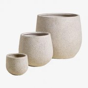 Conjunto De 3 Vasos De Exterior Ø20 Cm / Ø35 Cm / Ø50 Cm Em Polystone Ugor Castanho Areia Claro - Sklum