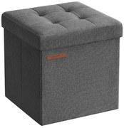 Pufe dobrável com espaço de armazenamento, ideal para sala | SONGMICS | 30 x 30 x 30 cm | cinzento escuro | LSF028G01.