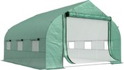 Outsunny Estufa de Túnel de Jardim 3,5x3x2 m com Porta e 6 Janelas Enroláveis de Polietileno Metal para Cultivos de Plantas Verde | Aosom Portugal
