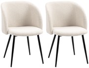 HOMCOM Conjunto de 2 Cadeiras de Jantar com Encosto em Tecido Pernas em aço 55x62x80 cm Bege Preto |Aosom Portugal