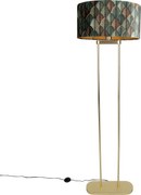 Candeeiro de pé em latão com abajur oval com design de folha e interior dourado 50cm - Thijmen