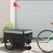 vidaXL Reboque para bicicleta 45 kg ferro preto e cinza