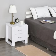 Mesa de cabeceira estilo nórdico com 2 gavetas Pés em forma de U 48x39x54 Branco