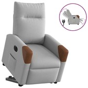 vidaXL Poltrona reclinável elevatória elétrica tecido cinzento-nublado