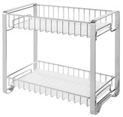 Rack de temperos SONGMICS, prateleira de balcão de cozinha de metal de 2 camadas, organizador de temperos com forro de prateleira de plástico, pés antiderrapantes, fácil de montar, para bancada, despensa, banheiro, prata KCS013E01