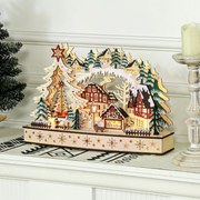 Aldeia de Natal Luminosa, 45 x 12 x 30 cm, com 20 LED, Cor Madeira Natural