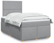 vidaXL Cama com molas/colchão 120x200 cm tecido cinza-claro