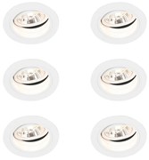 Conjunto de 6 Focos Embutidos Redondos Ajustáveis Brancos - Chuck 70