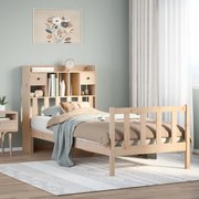 vidaXL Cama com estante sem colchão 100x200 cm pinho maciço