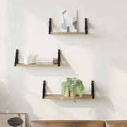 vidaXL Prateleira de Parede Montado na parede 3 pcs Carvalho Fumê