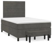 vidaXL Cama boxspring com colchão 120x190 cm veludo cinzento-escuro