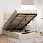 vidaXL Estrutura de cama otomana com colchão 120x190 cm tecido creme