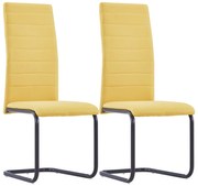 vidaXL Cadeiras de jantar cantilever 2 pcs tecido amarelo