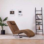 vidaXL Chaise longue com almofada camurça artificial castanho