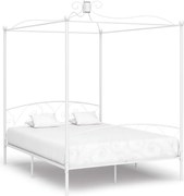vidaXL Estrutura de cama com dossel metal 180x200 cm branco