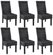 vidaXL Cadeiras de jantar 6 pcs vime Kubu e madeira mangueira preto