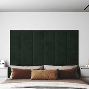 vidaXL Painel de parede 12 pcs 30x30 cm veludo 1,08 m² verde-escuro