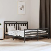 Estrutura de cama super king 180x200 cm madeira maciça cinzento