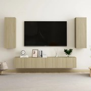 5pcs conjunto móveis de TV derivados de madeira carvalho sonoma