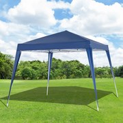 Tenda dobrável 3x3m Gazebo de jardim Pop Up Desenho de aço e capa de tecido Oxford azul