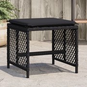 vidaXL Bancos de jardim com almofadões 4 pcs 41x41x36 cm vime PE preto