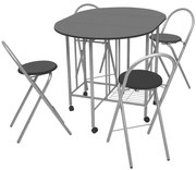 Conjunto de jantar dobrável 5 pcs MDF preto