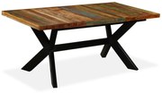 Mesa de jantar madeira reciclada maciça + aço em cruz 180 cm