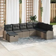 vidaXL Conjunto de Sofás de Jardim 8 Peças com Almofadas Cinzas, Rattan de Poliéster