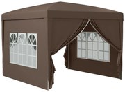 Outsunny Tenda de Jardim com Paredes Laterais Amovíveis Janelas Porta com Fecho de Correr e Bolsa de Transporte 295x295x196-258 cm Café