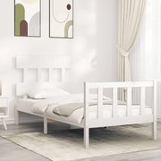 vidaXL Cama sem colchão 100x200 cm madeira de pinho maciça branco