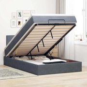 Cama otomana com colchão 120x190 cm veludo cinzento-escuro